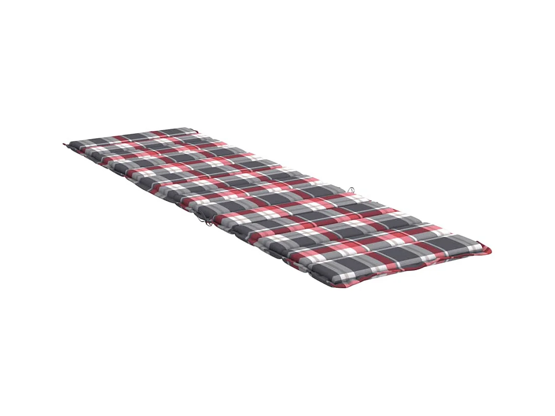 Coussin de chaise longue à carreaux rouge 200x50x3 cm