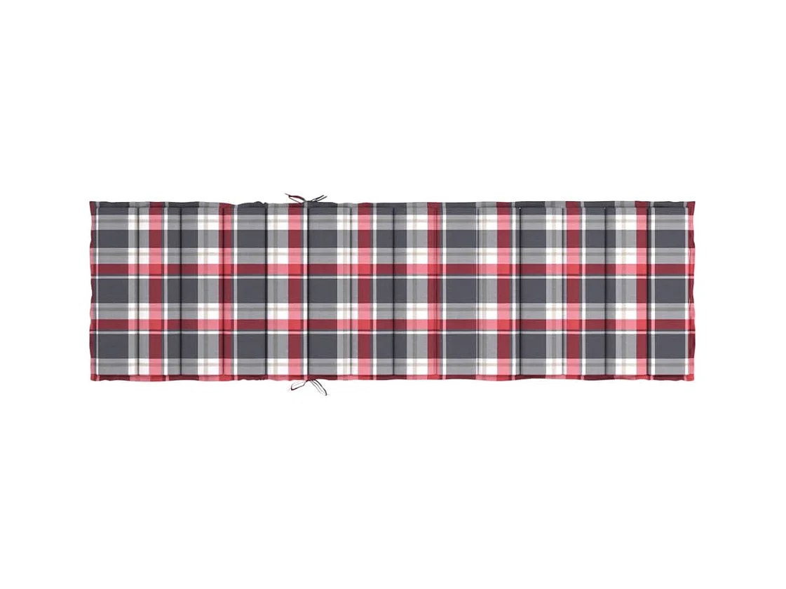 Coussin de chaise longue à carreaux rouge 200x50x3 cm
