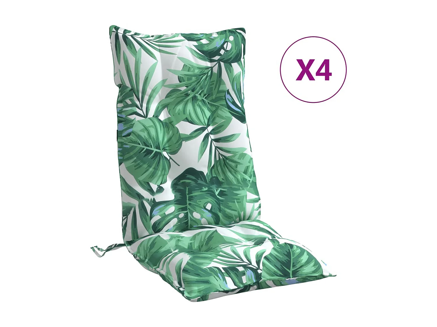 Coussins de chaise à dossier haut lot de 4 modèle de feuille