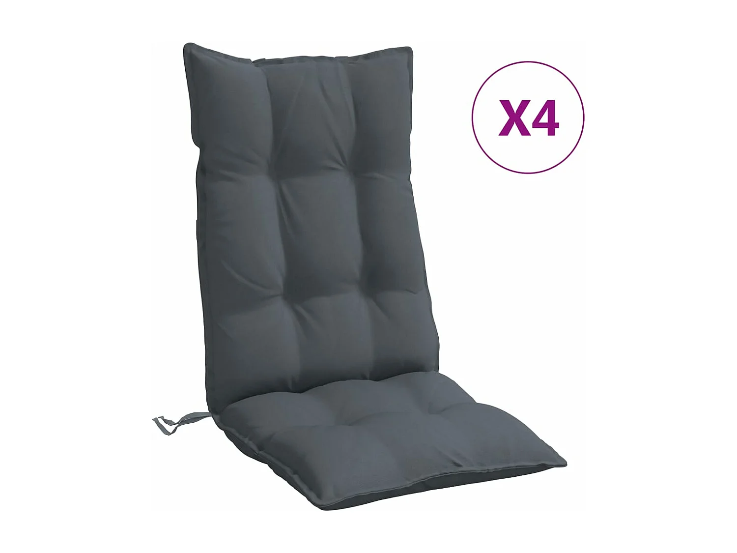 Coussins de chaise à dossier haut lot de 4 anthracite