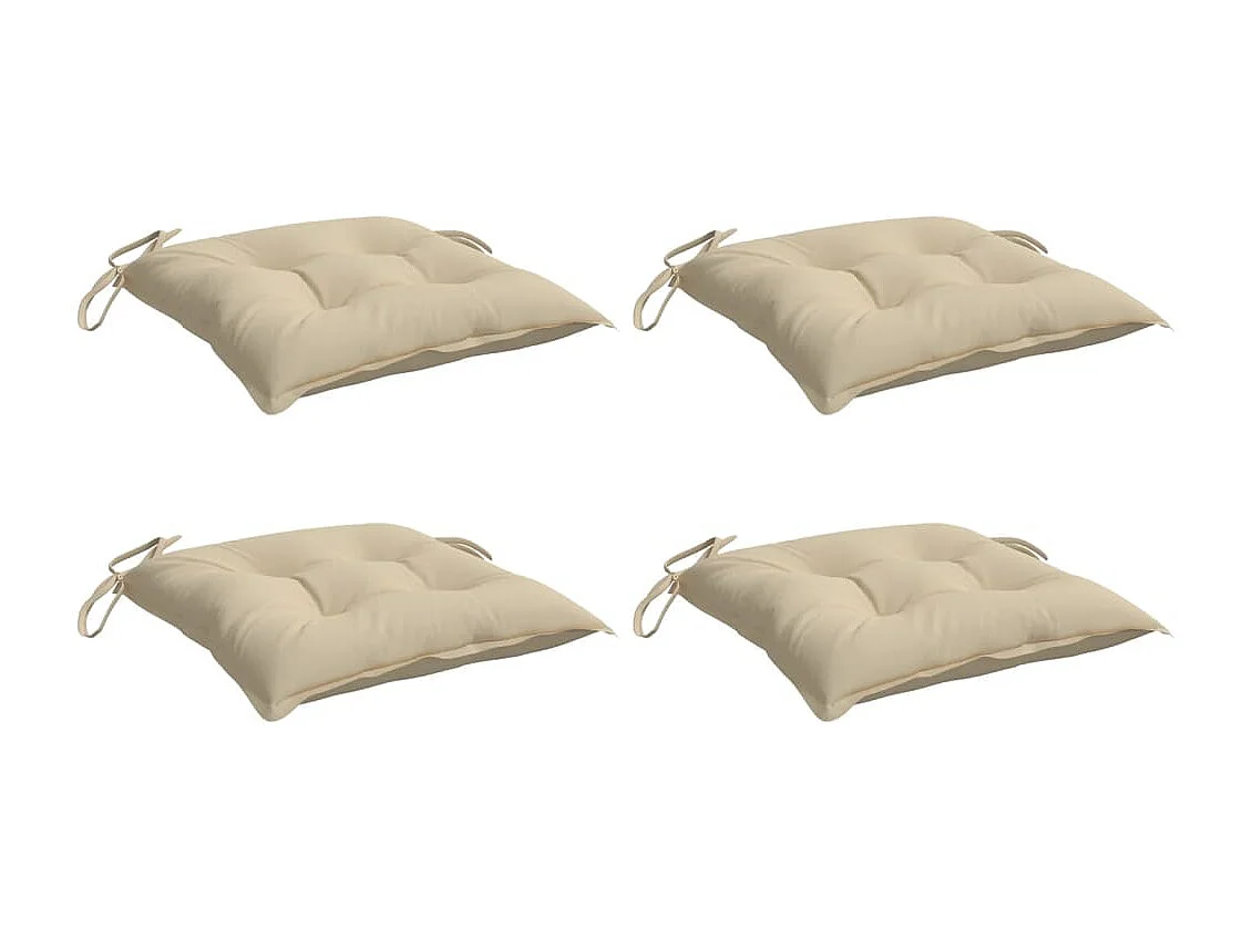 Coussins de chaise lot de 4 beige 40x40x7 cm tissu oxford