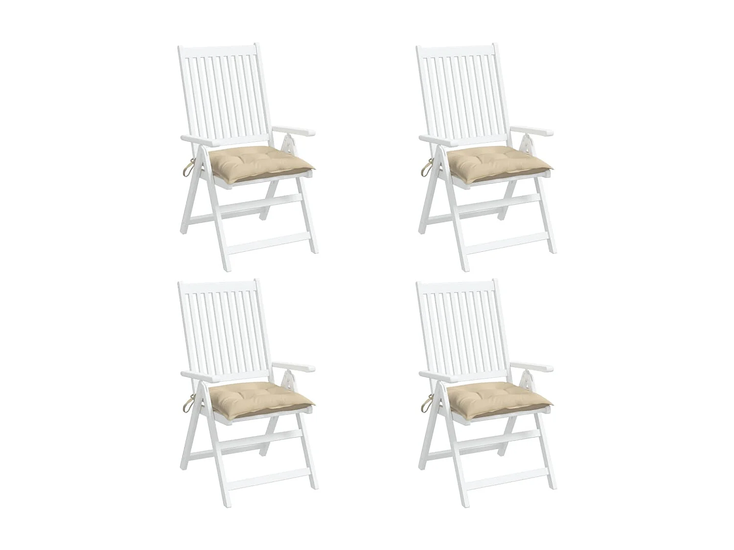 Coussins de chaise lot de 4 beige 40x40x7 cm tissu oxford