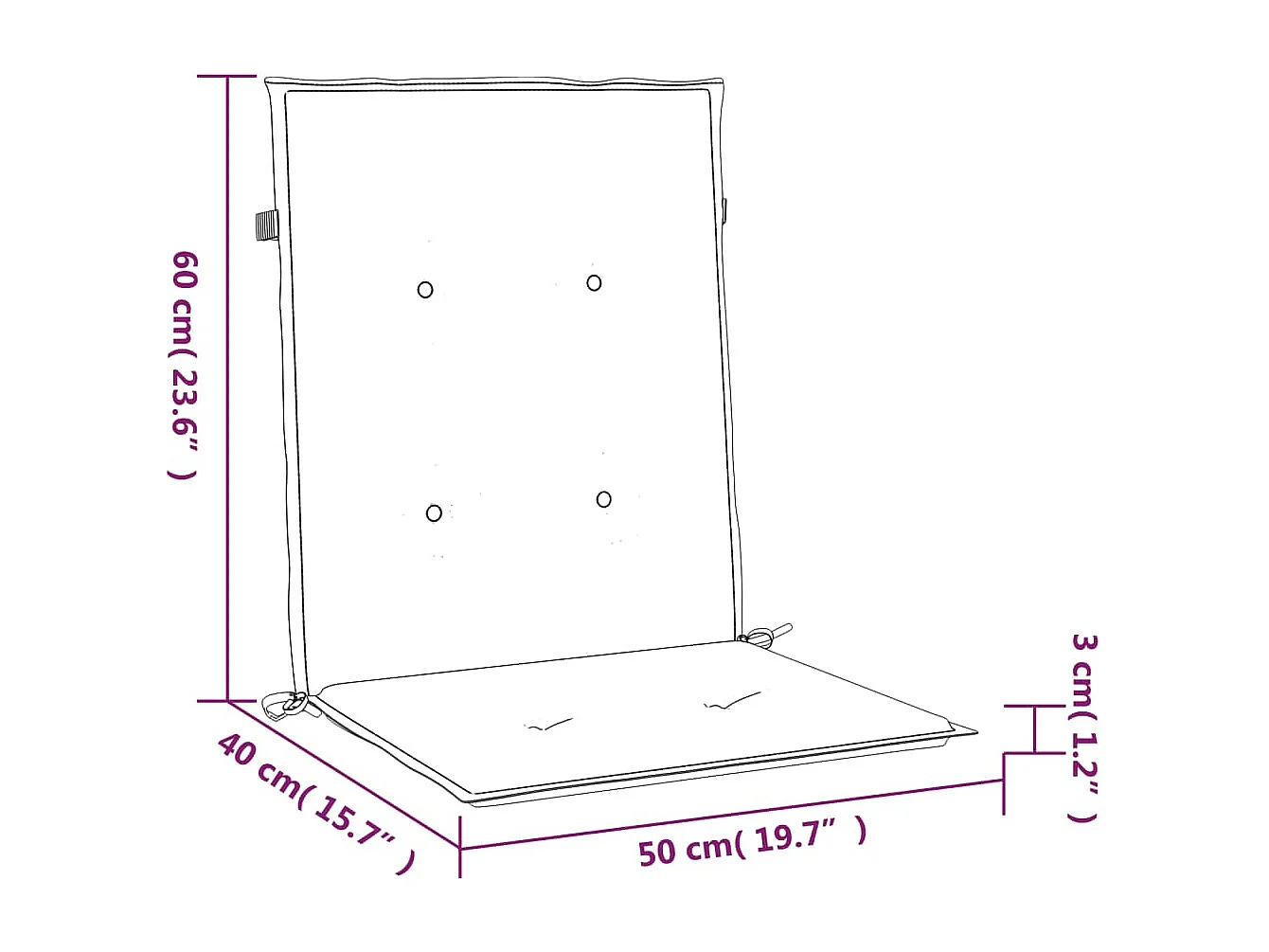 Almofadões lombares p/ cadeiras de jardim 2pcs oxford azul real