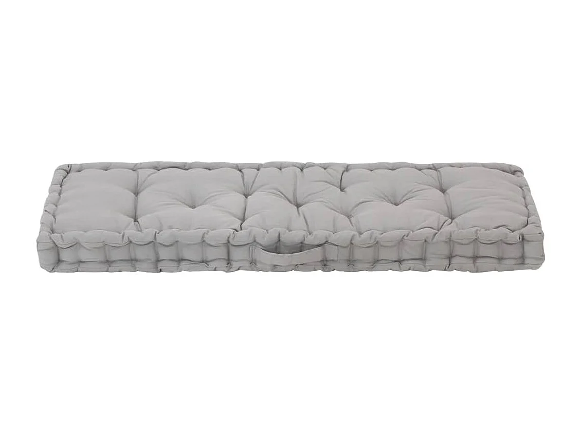 Coussin de plancher de palette Coton 120x40x7 cm Gris