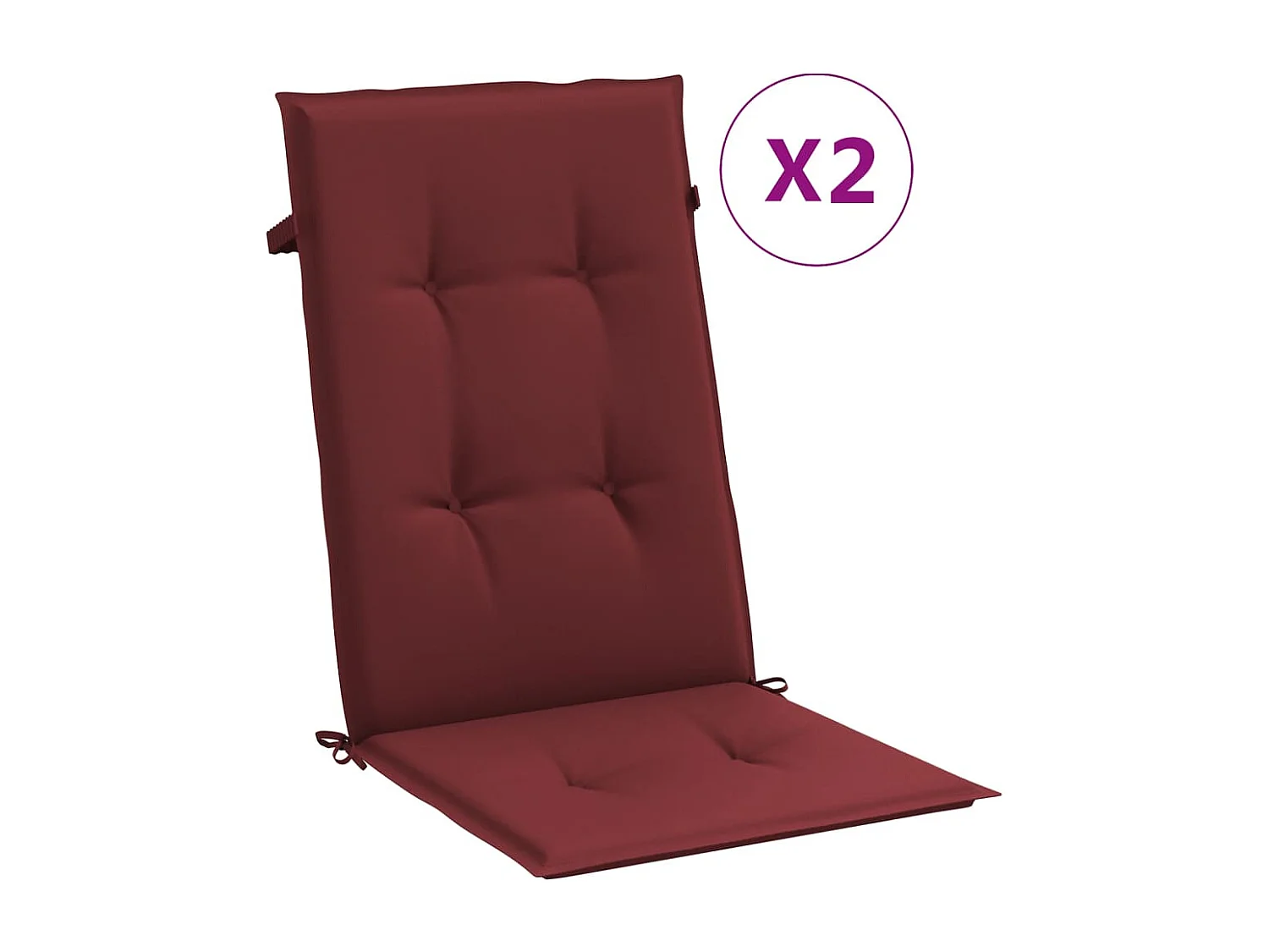 Coussins de chaise dossier haut lot de 2 rouge bordeaux mélangé