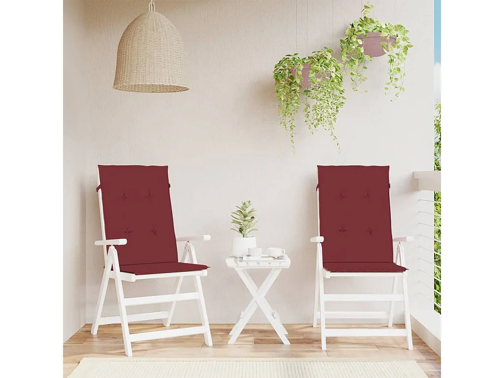 Coussins de chaise dossier haut lot de 2 rouge bordeaux mélangé