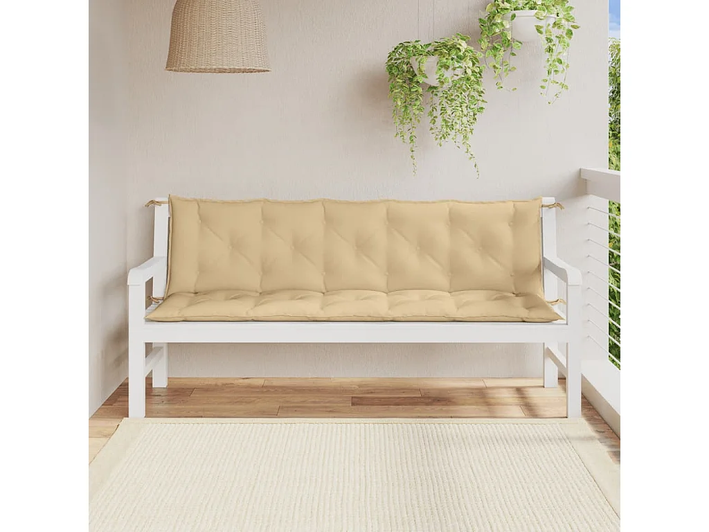 Almofadões banco jardim 2pcs 180x50x7 cm mesclado tecido bege