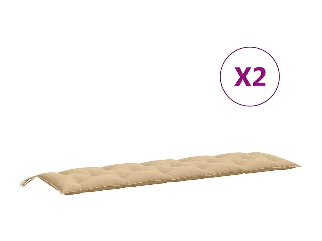 Almofadões banco jardim 2pcs 180x50x7 cm mesclado tecido bege