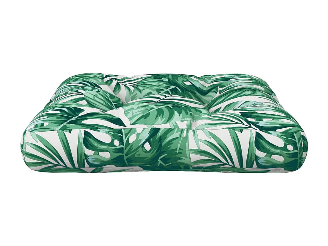 Cuscino per Pallet con Motivo a Foglie 60x60x12 cm in Tessuto