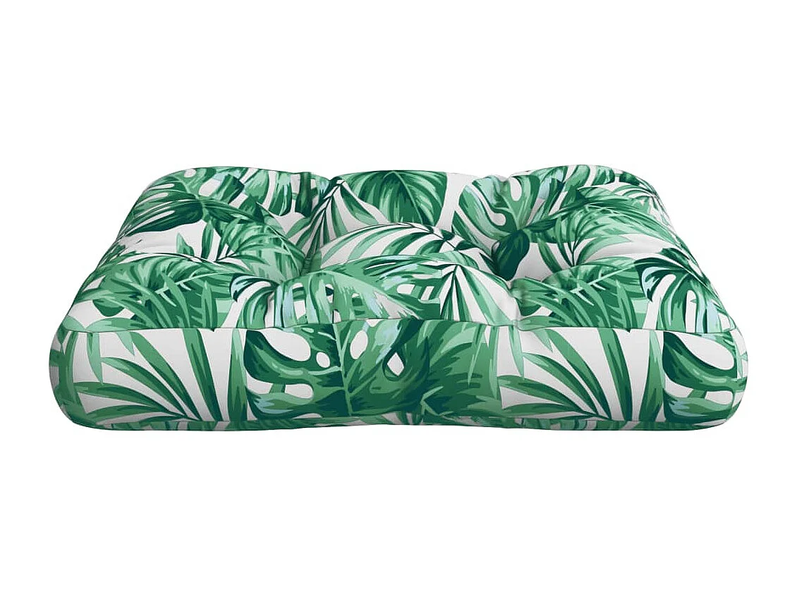 Cuscino per Pallet con Motivo a Foglie 60x60x12 cm in Tessuto