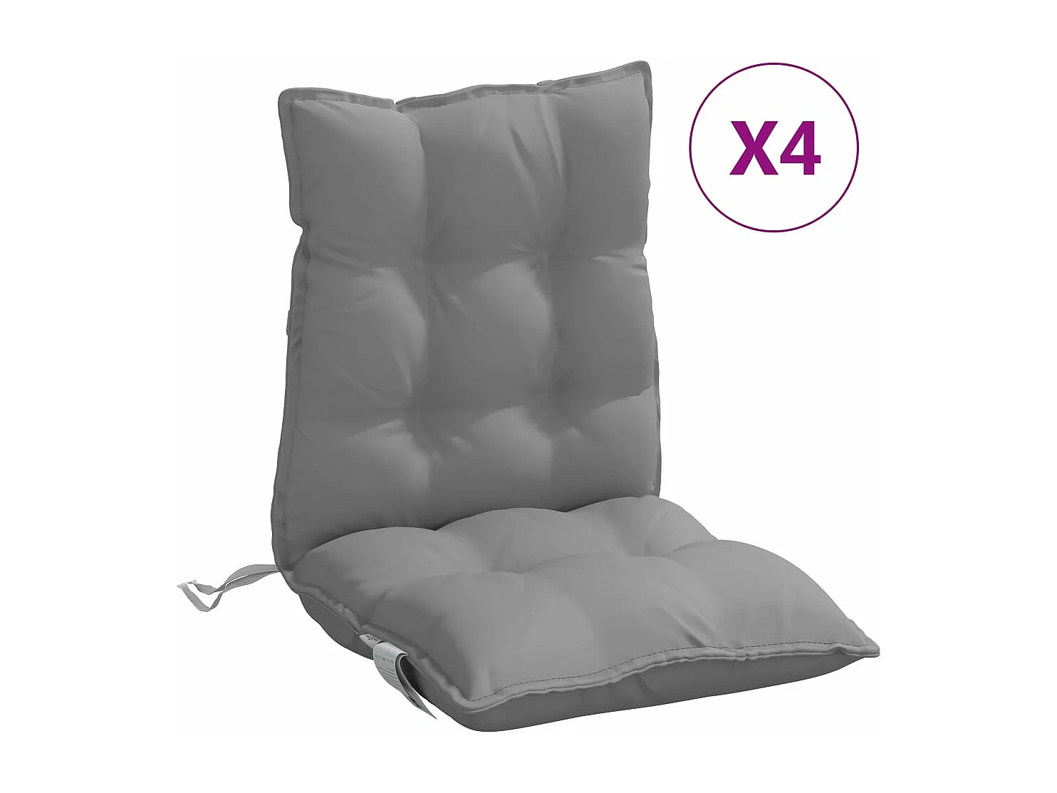 Coussins de chaise à dossier bas lot de 4 gris tissu oxford