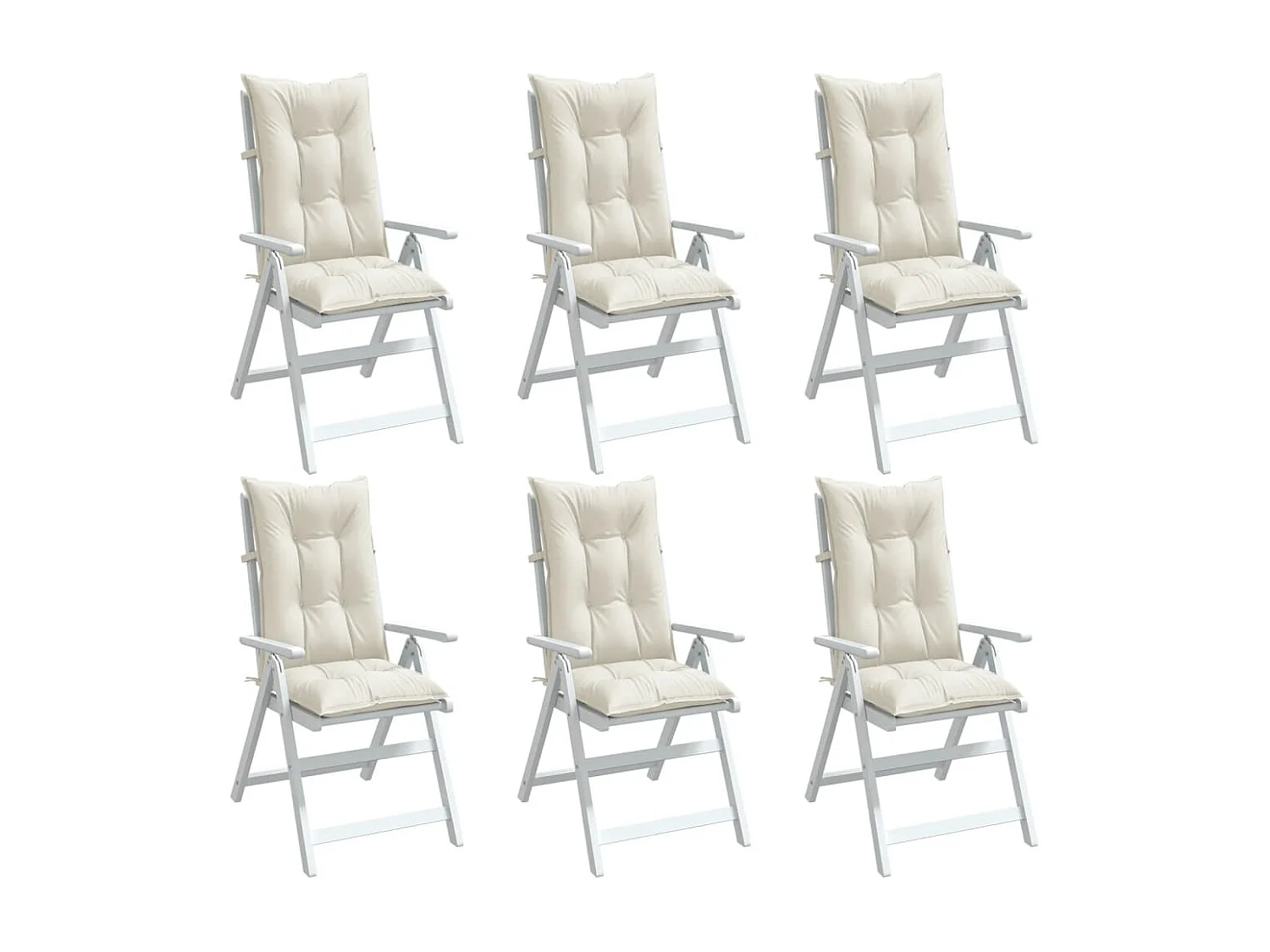 Coussins de chaise à dossier haut lot de 6 crème mélangé tissu