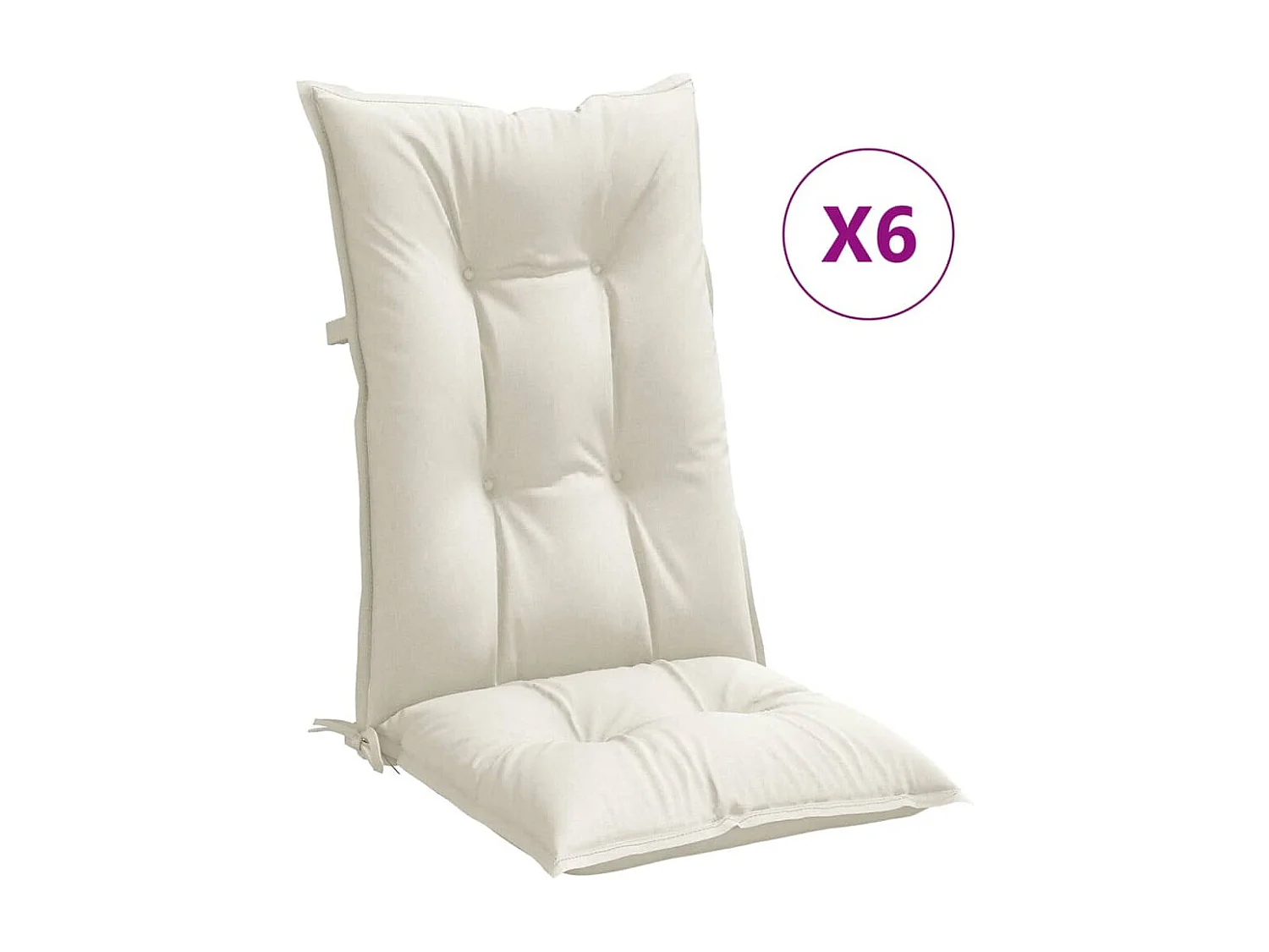 Coussins de chaise à dossier haut lot de 6 crème mélangé tissu