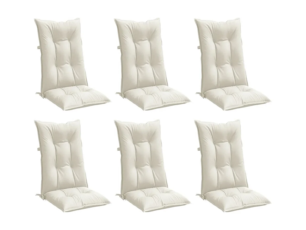 Coussins de chaise à dossier haut lot de 6 crème mélangé tissu