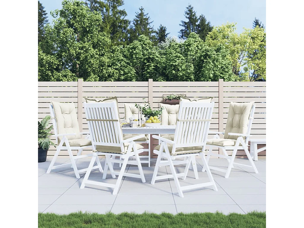 Coussins de chaise à dossier haut lot de 6 crème mélangé tissu