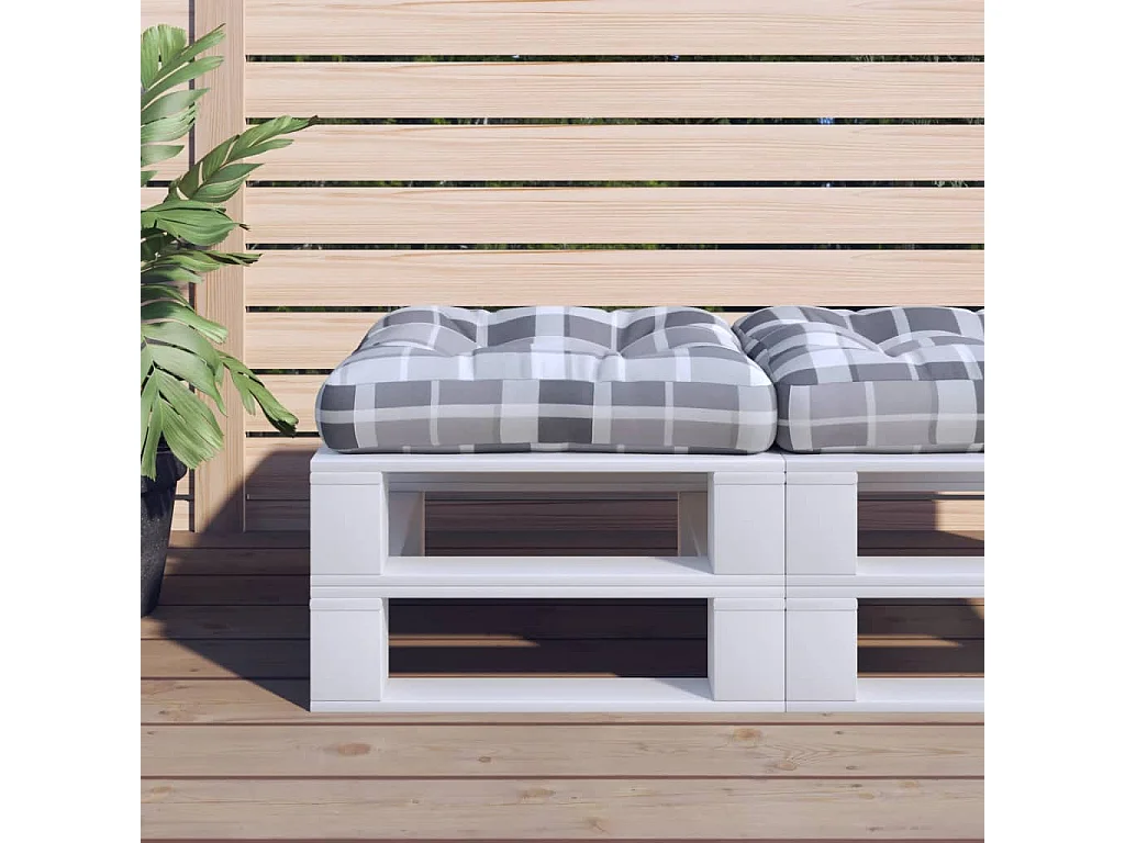 Coussin de palette carreaux gris 58x58x10 cm tissu