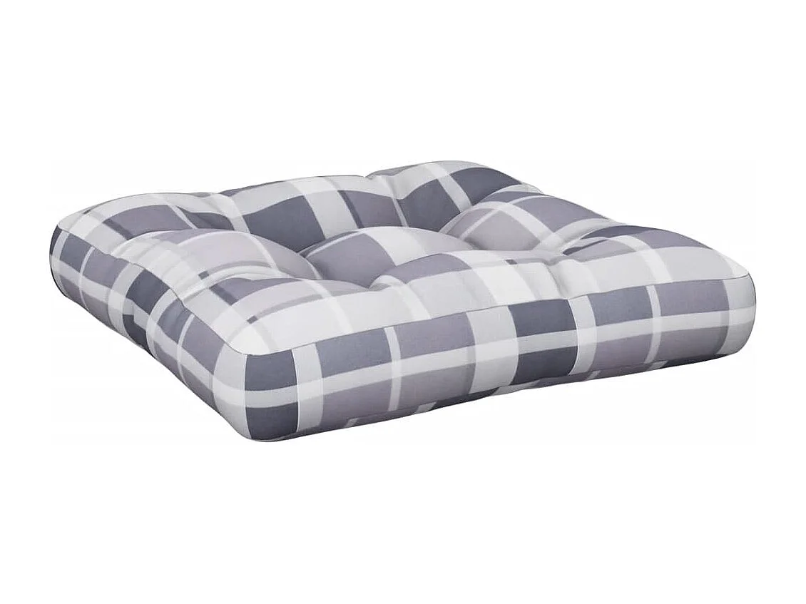 Coussin de palette carreaux gris 58x58x10 cm tissu