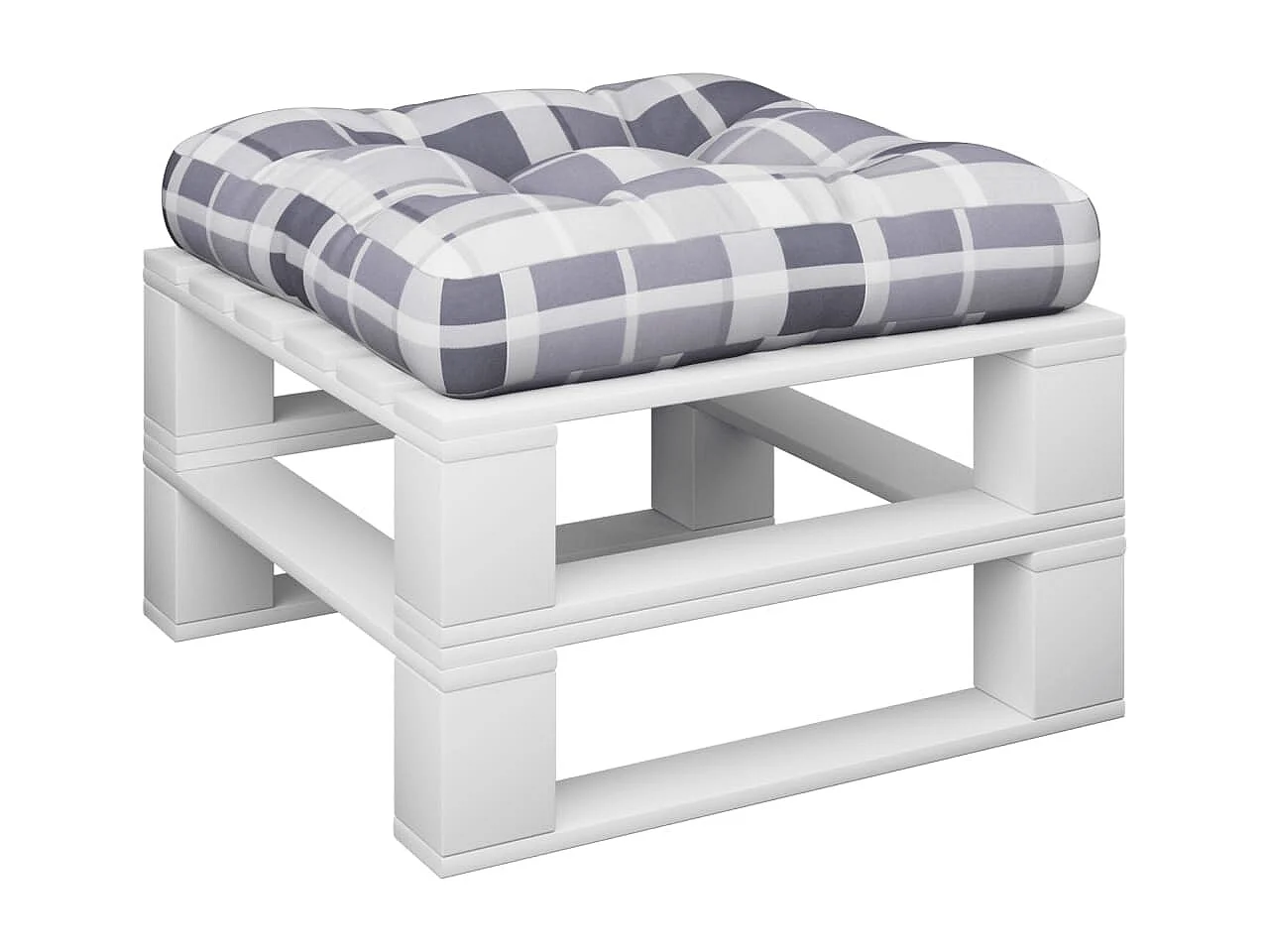 Coussin de palette carreaux gris 58x58x10 cm tissu