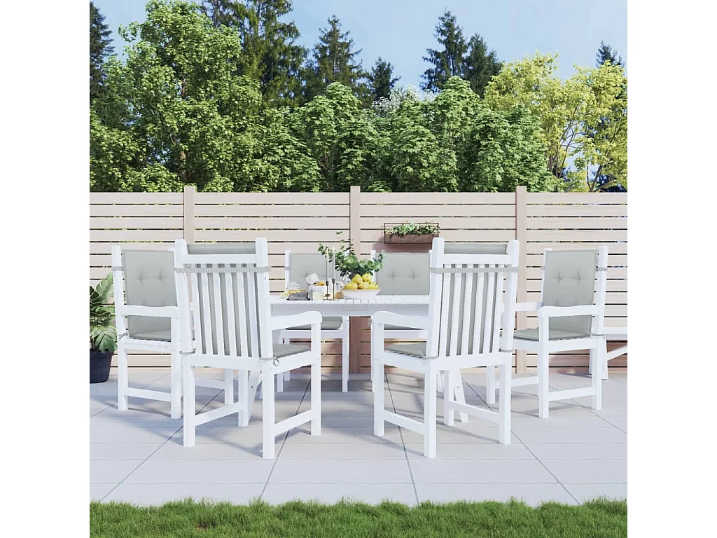 Cojines para silla respaldo bajo 6 ud tela gris claro melange