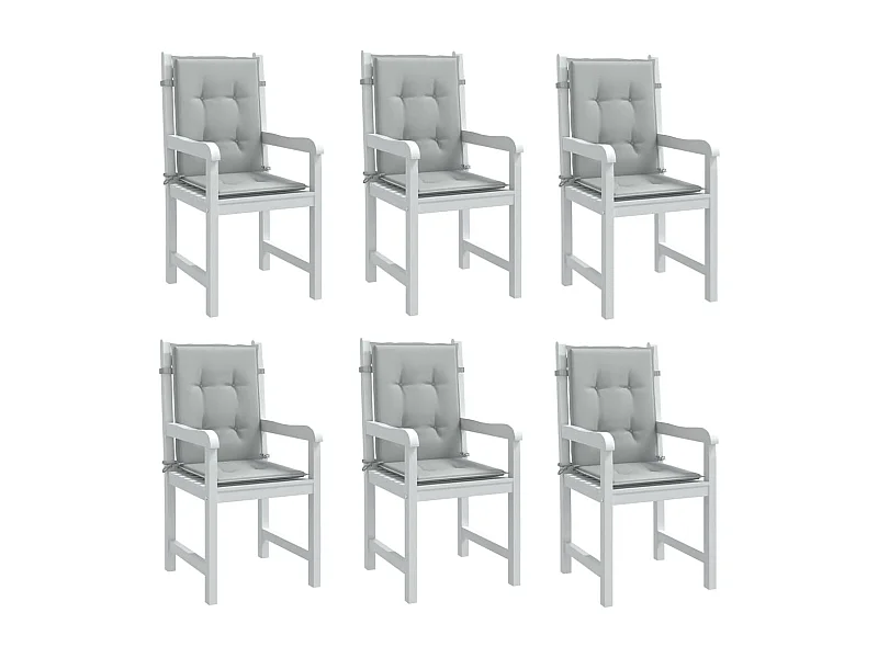 Coussins de chaise à dossier bas lot de 6 gris clair mélangé