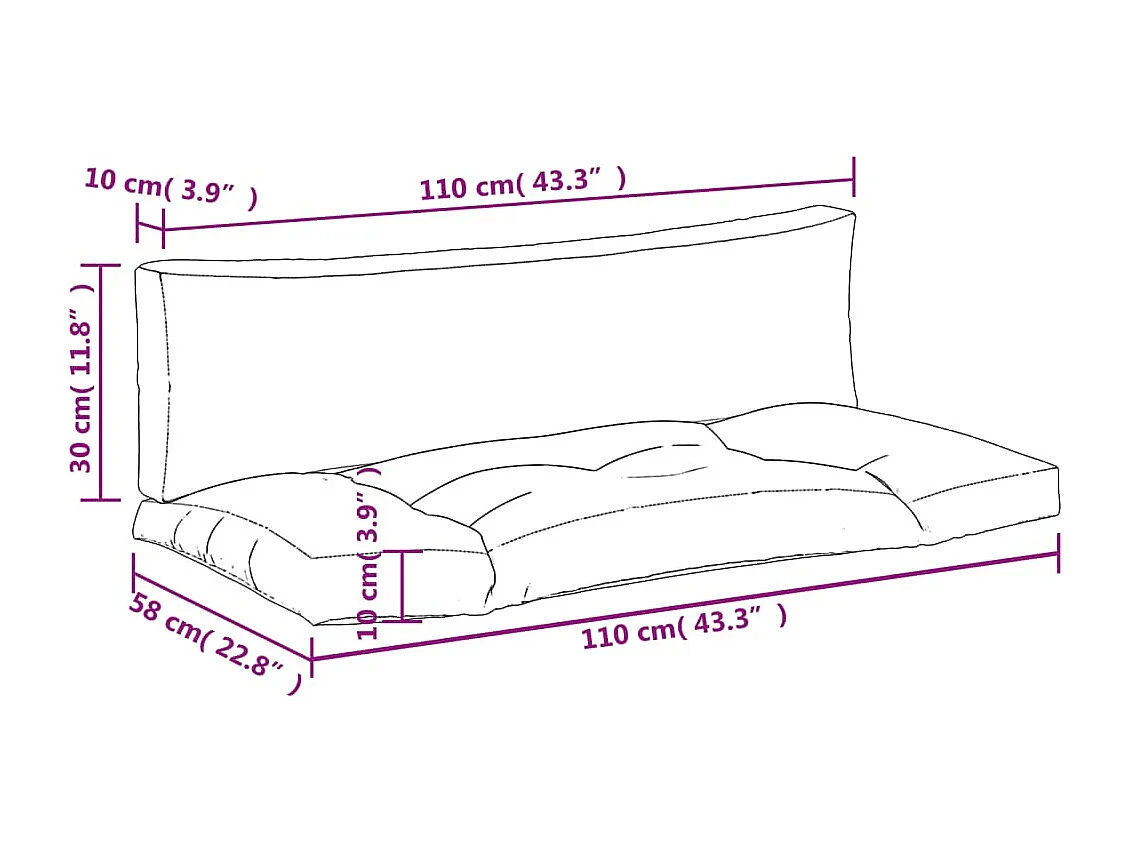 Coussins de palette lot de 2 beige tissu