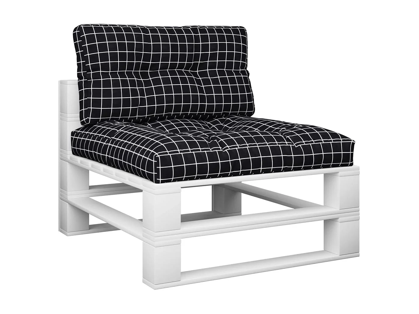 Coussins de palette lot de 2 motif à carreaux noir tissu