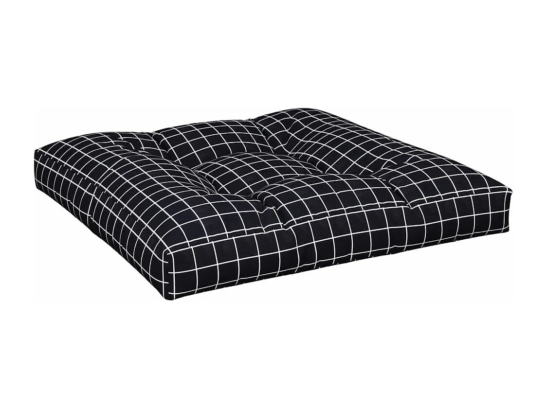 Coussins de palette lot de 2 motif à carreaux noir tissu