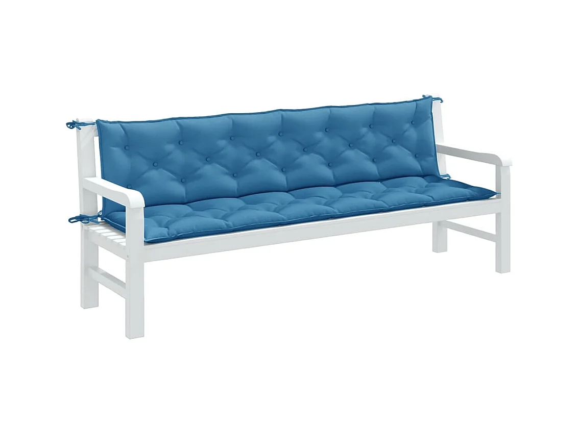 Coussins de banc de jardin lot de 2 bleu mélangé tissu