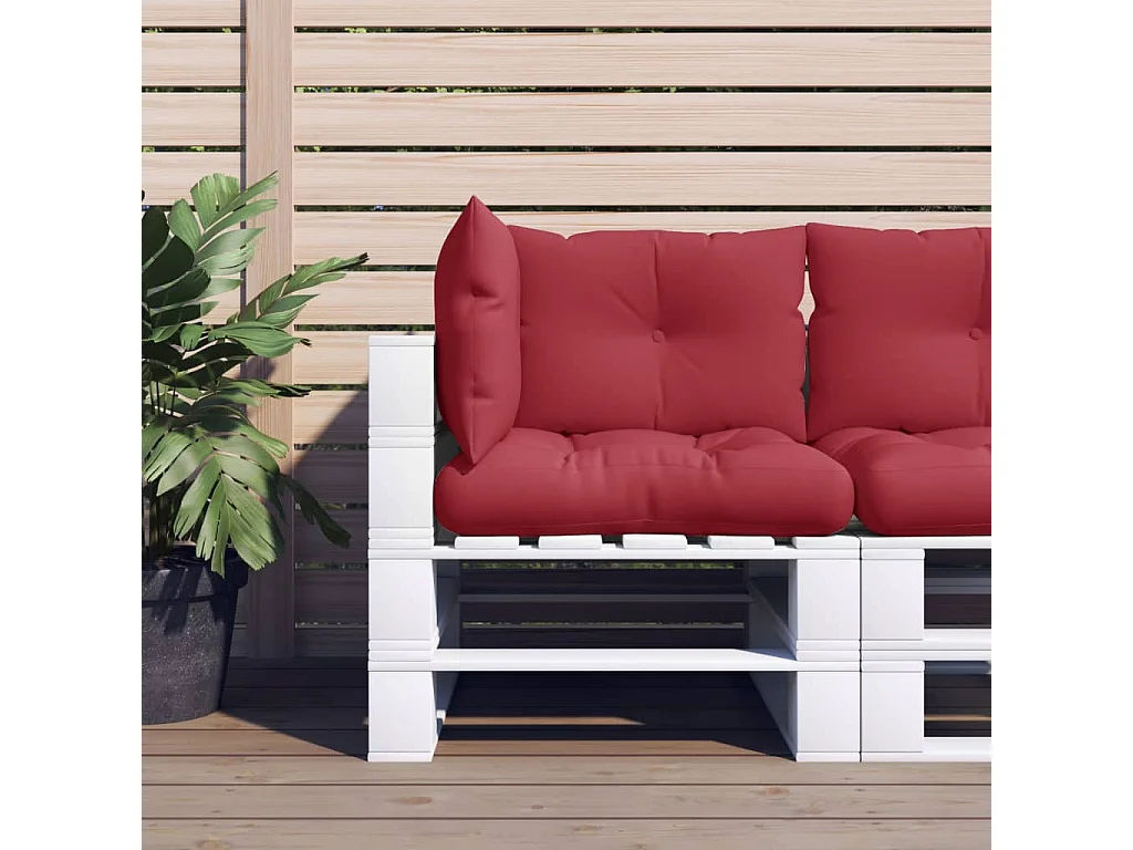 Coussins de palette lot de 3 rouge bordeaux tissu