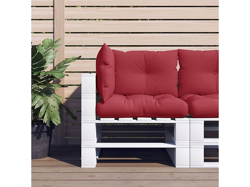 Coussins de palette lot de 3 rouge bordeaux tissu