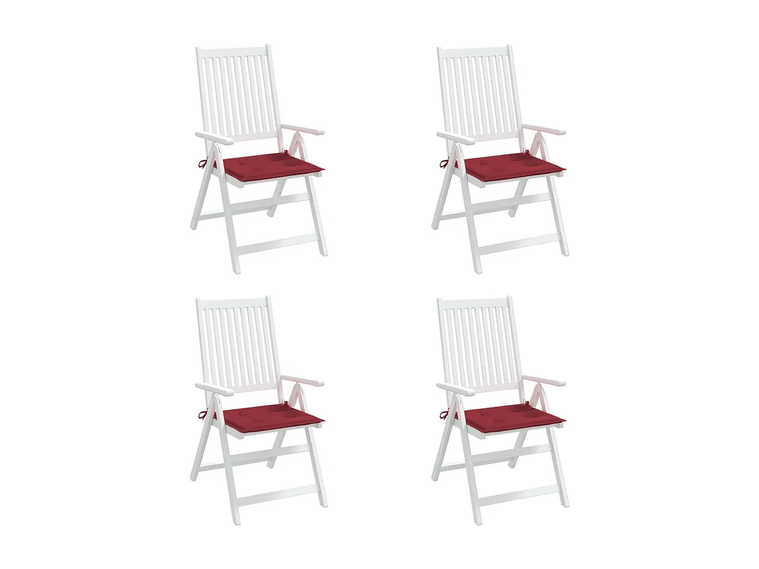 Coussins de chaise de jardin lot de 4 rouge bordeaux 40x40x3 cm
