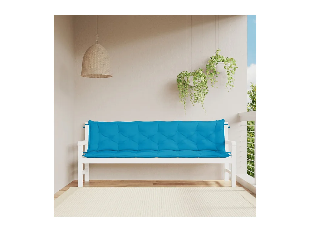 Coussins de banc de jardin lot de 2 bleu clair tissu Oxford