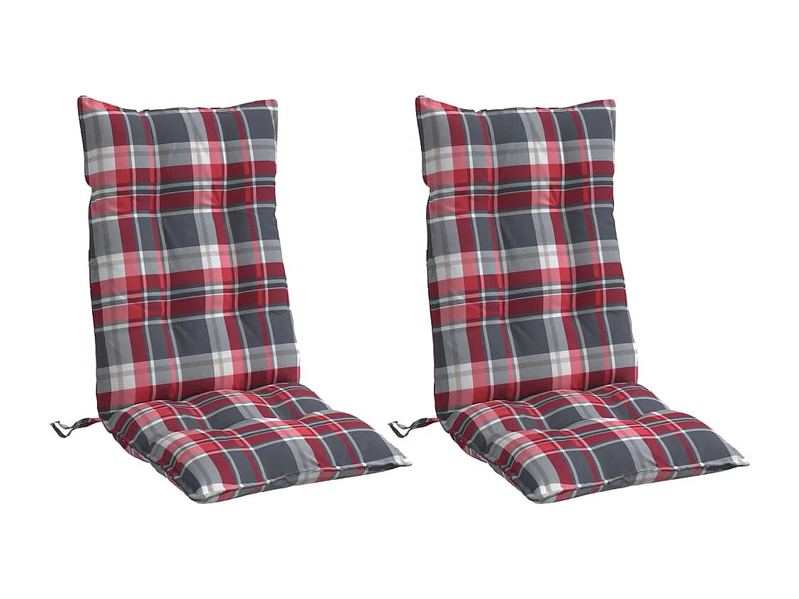 Coussins de chaise à dossier haut lot de 2 motif carreaux rouge