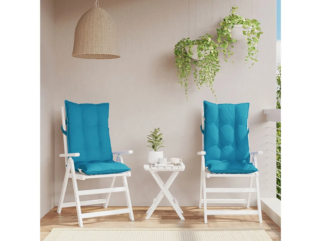 Coussins de chaise à dossier haut lot de 2 bleu clair