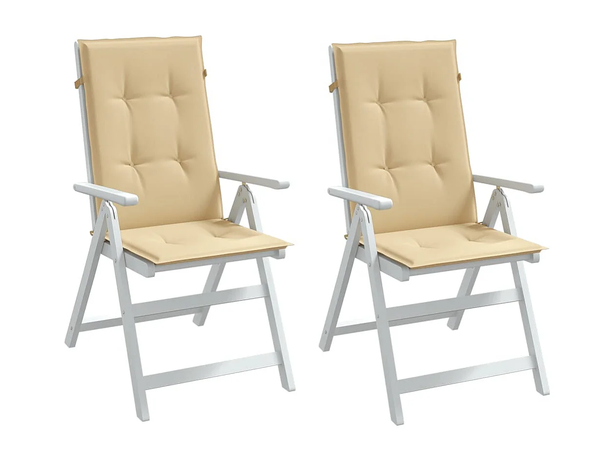Cojines silla respaldo alto 2 uds tela beige melange 120x50x4cm