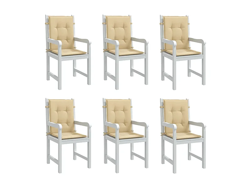 Cojines silla respaldo bajo 6 ud tela beige melange 100x50x4 cm