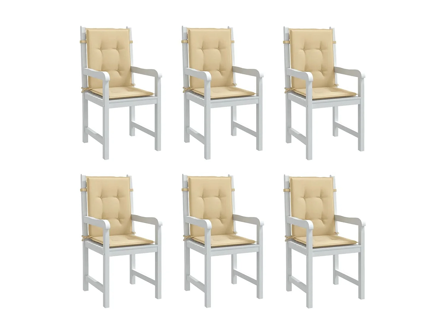 Cojines silla respaldo bajo 6 ud tela beige melange 100x50x4 cm