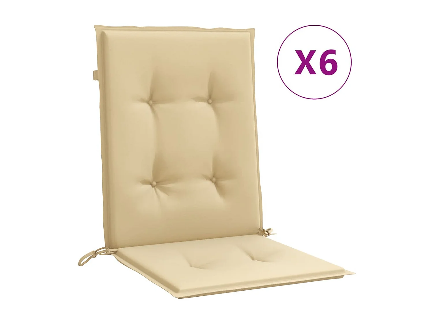 Coussins de chaise à dossier bas lot de 6 beige mélangé tissu