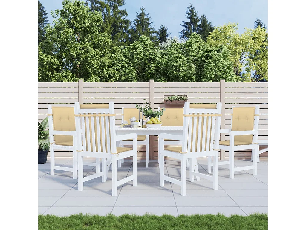 Coussins de chaise à dossier bas lot de 6 beige mélangé tissu
