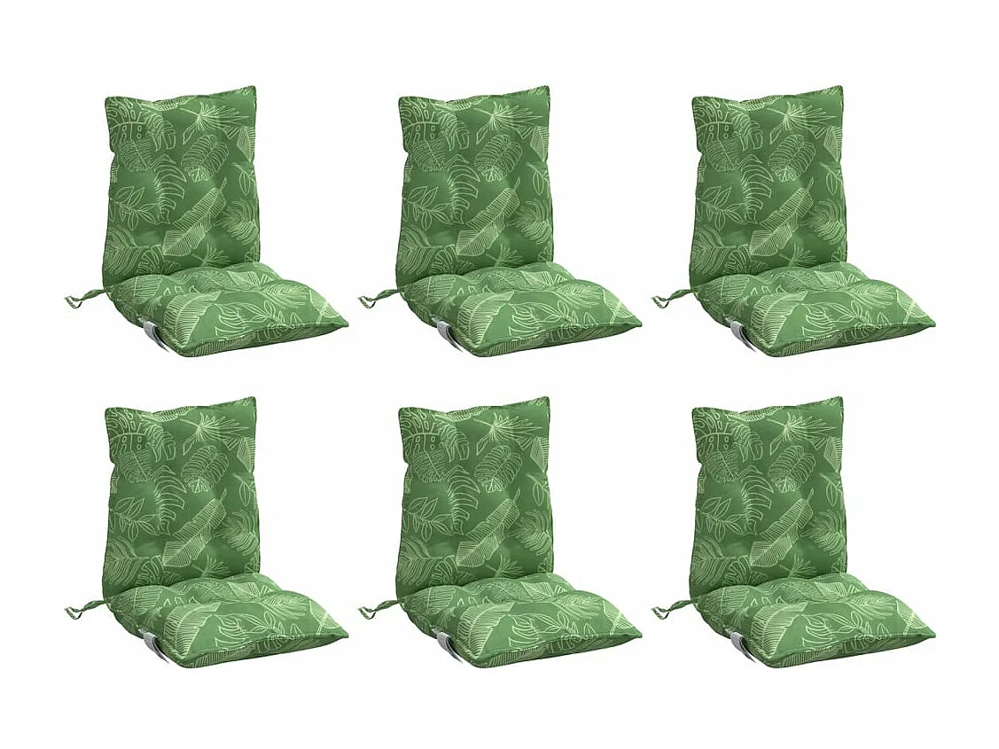 Niedriglehner-Auflagen 6 Stk. Blattmuster Oxford-Gewebe