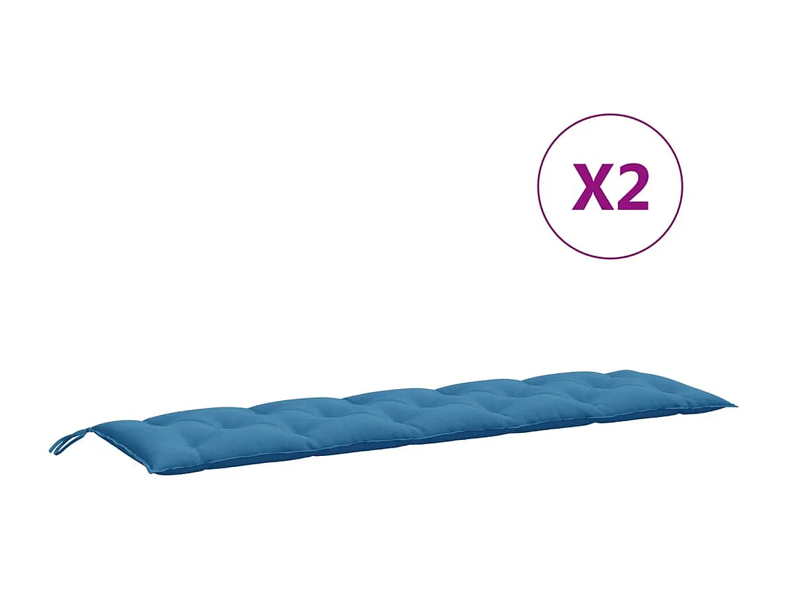 Coussins de banc de jardin lot de 2 bleu mélangé tissu
