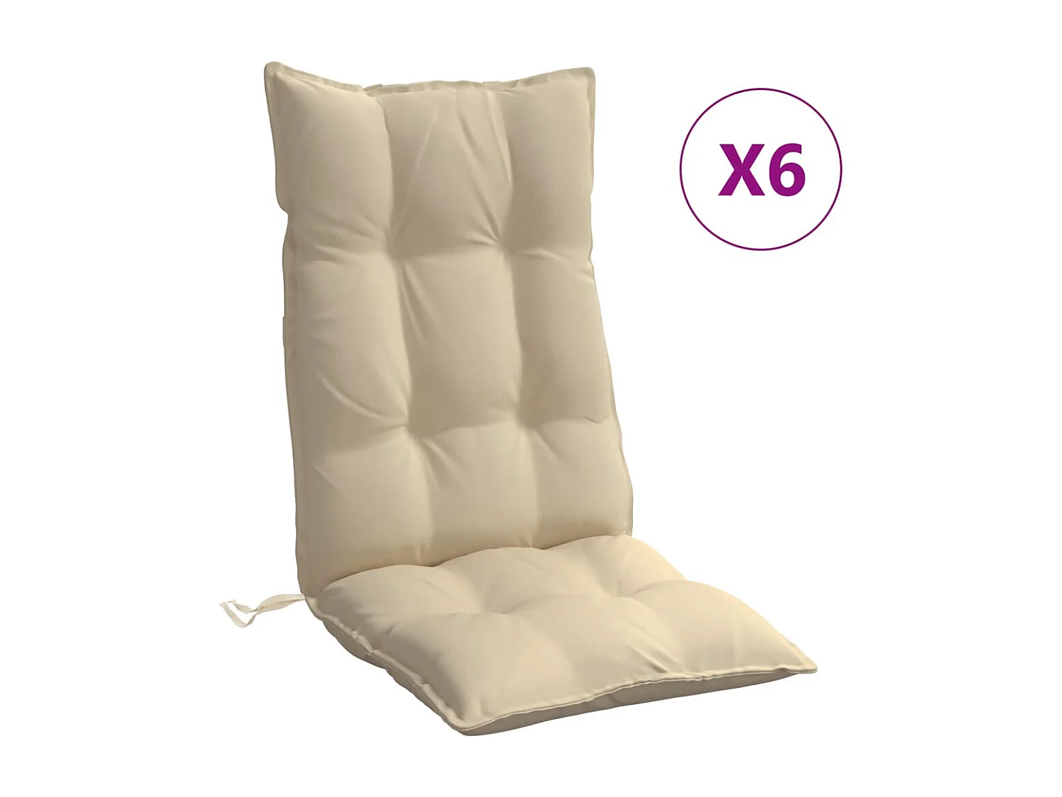 Cuscini per Sedia con Schienale Alto 6 pz Beige Tessuto Oxford