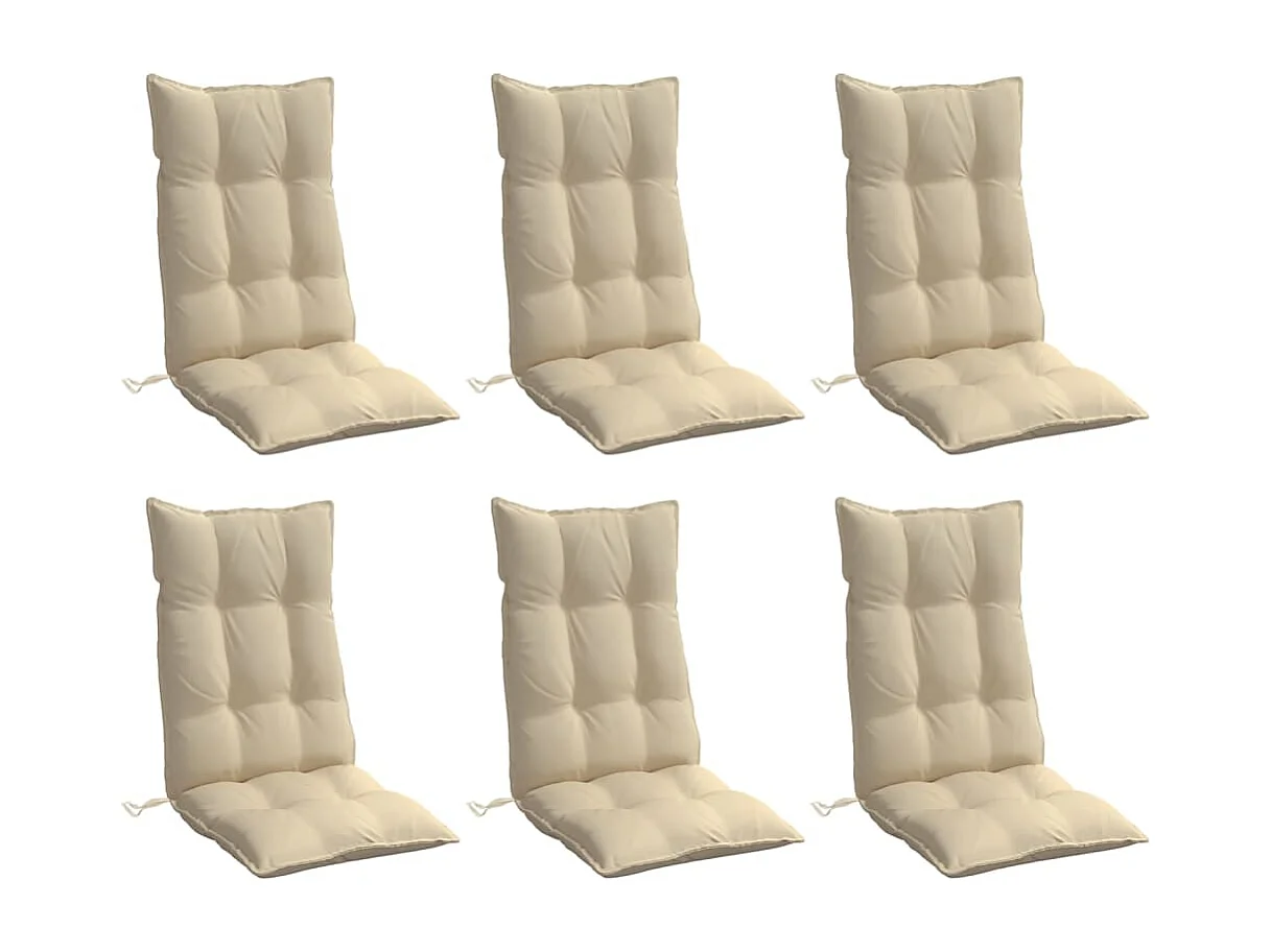 Cuscini per Sedia con Schienale Alto 6 pz Beige Tessuto Oxford