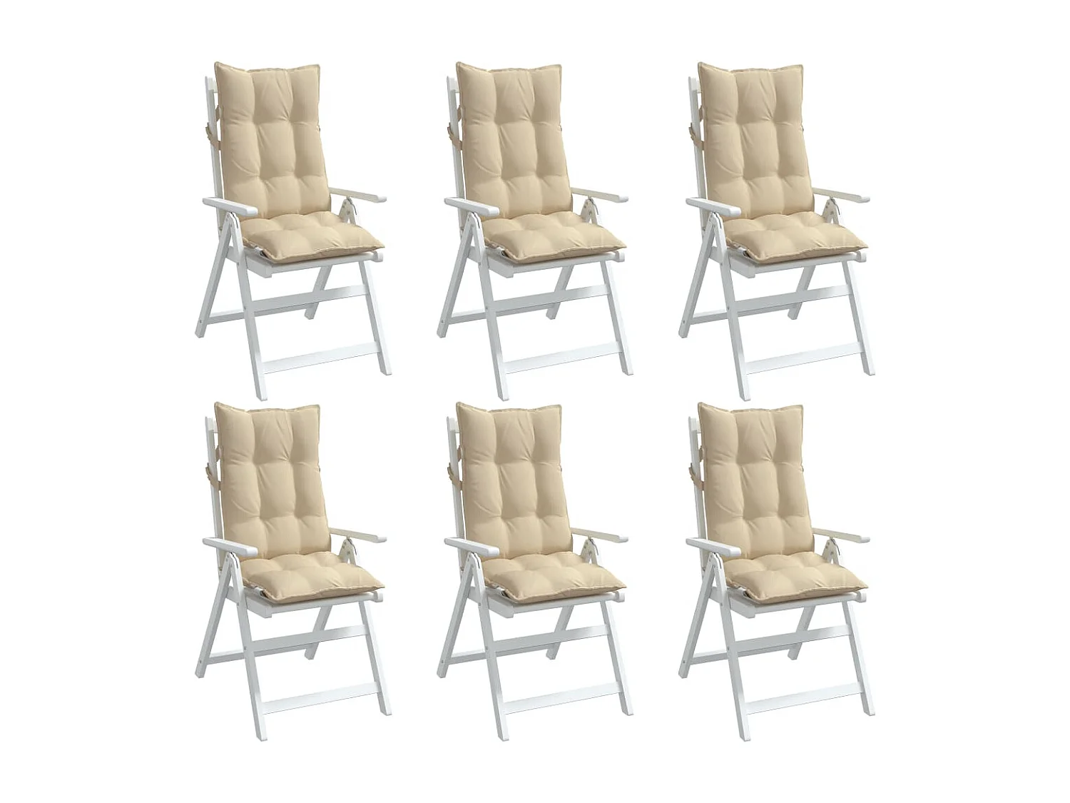 Cuscini per Sedia con Schienale Alto 6 pz Beige Tessuto Oxford