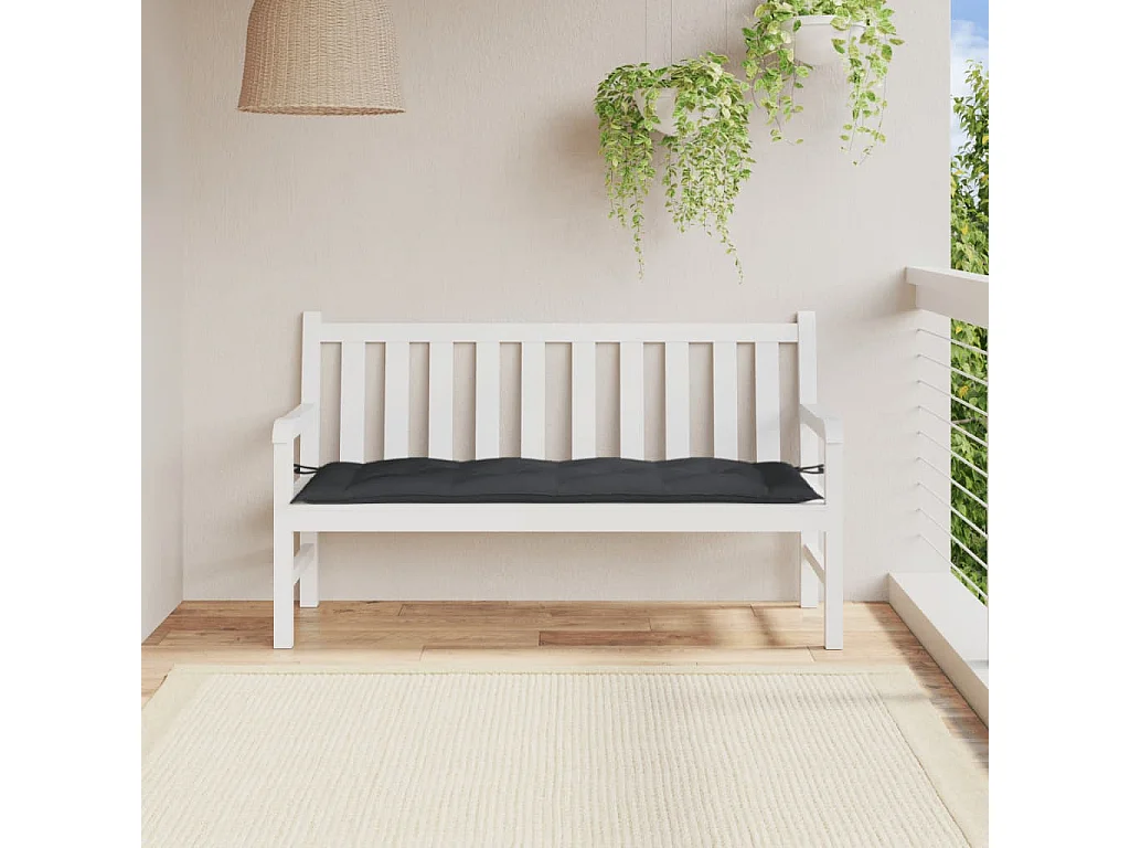 Coussin de banc de jardin anthracite mélangé 150x50x7 cm tissu