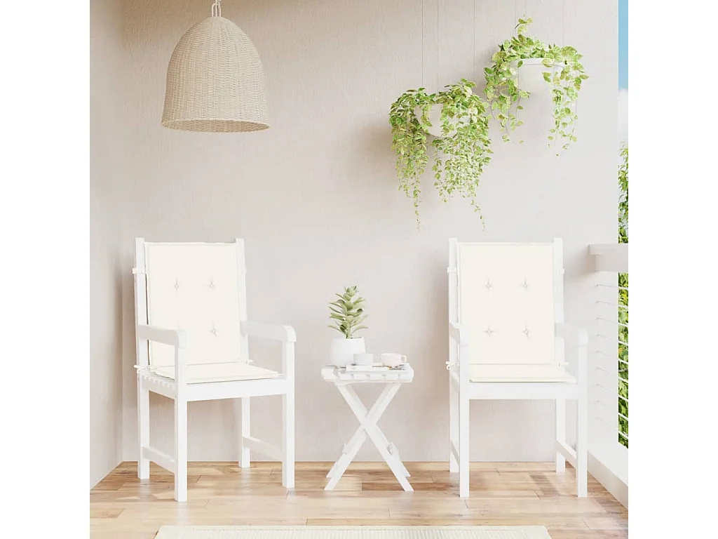 Coussins de chaise à dossier bas lot de 2 crème mélangé tissu