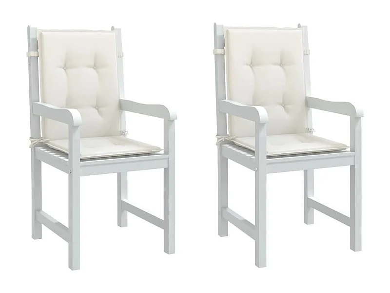 Coussins de chaise à dossier bas lot de 2 crème mélangé tissu