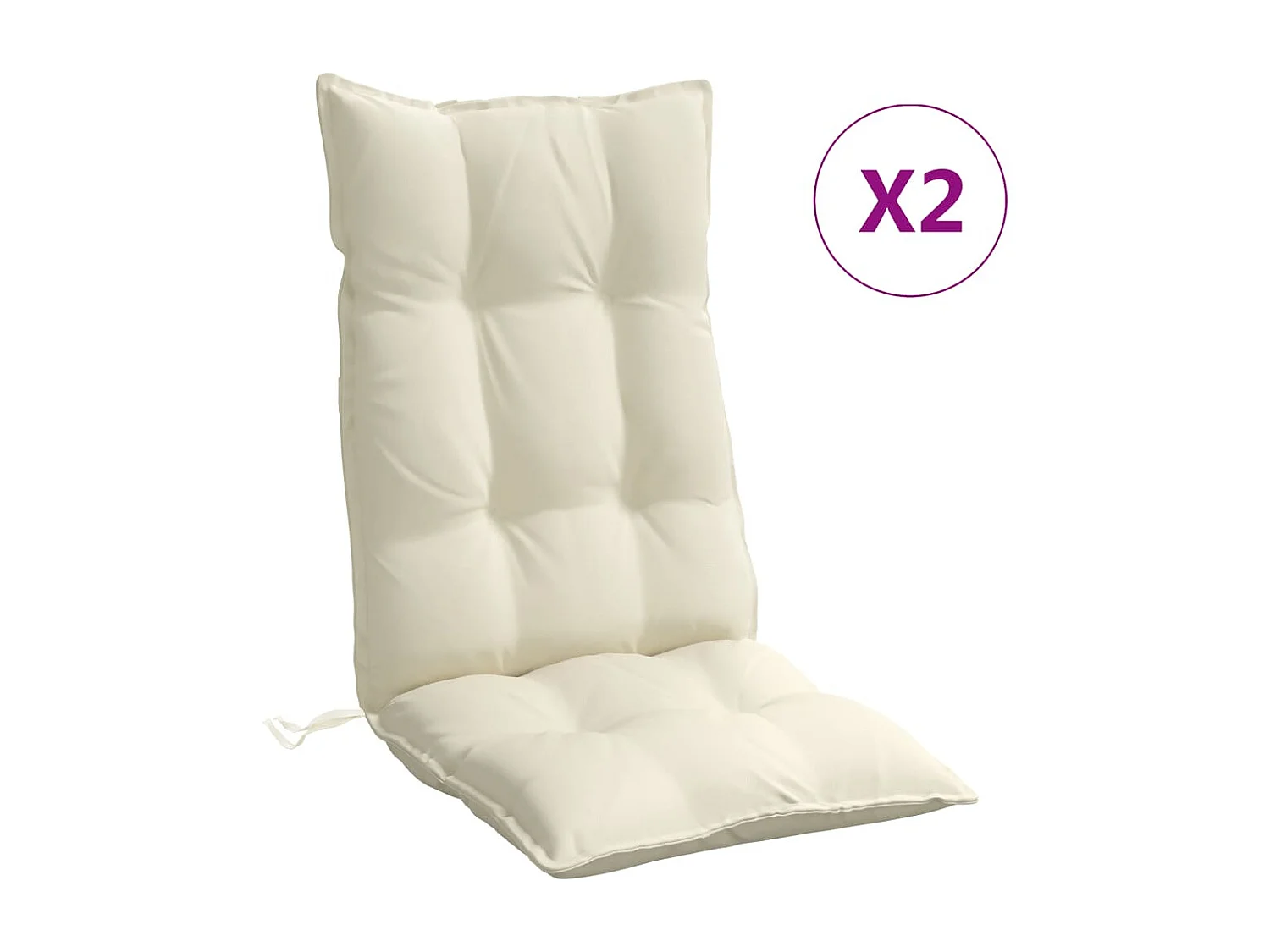 Cuscini per Sedia con Schienale Alto 2 pz Crema Tessuto Oxford