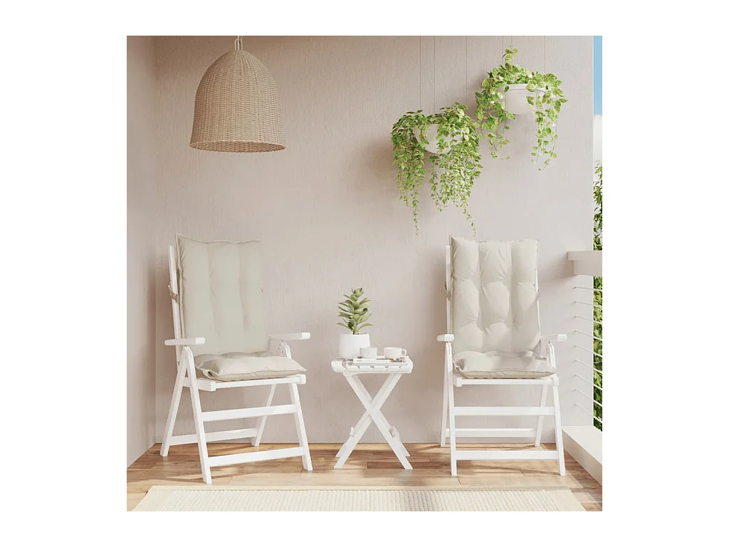 Coussins de chaise à dossier haut lot de 2 crème tissu oxford
