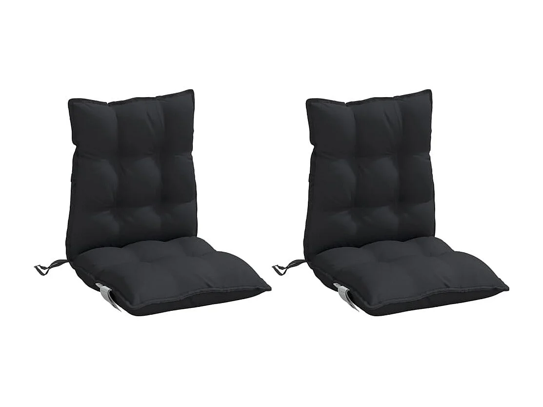 Almofadões cadeira encosto baixo 2 pcs tecido oxford preto